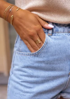 Bagues-EASY-CLOTHES Bague Dorée - Penny - Perles Roses - AjustableEasy Clothes Dorée