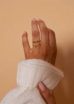 Bagues-EASY-CLOTHES Bague Dorée Mazou | Chaîne & Perle Verte | Bijoux & AccessoiresEasy Clothes Dorée