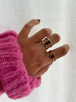 Bagues-EASY-CLOTHES Bague Lary - noire et doréeEasy Clothes Noire et dorée       