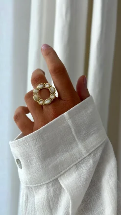 Bagues-EASY-CLOTHES Bague Sefer - écrue et doréeEasy Clothes Écrue et dorée