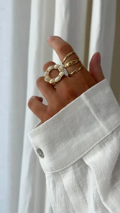 Bagues-EASY-CLOTHES Bague Sefer - écrue et doréeEasy Clothes Écrue et dorée       