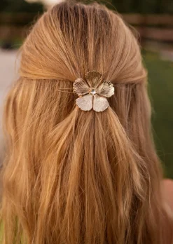 Accessoires Cheveux-EASY-CLOTHES Barrette Fleur Dorée - Accessoires & Bijoux Easy Clothes Dorée       