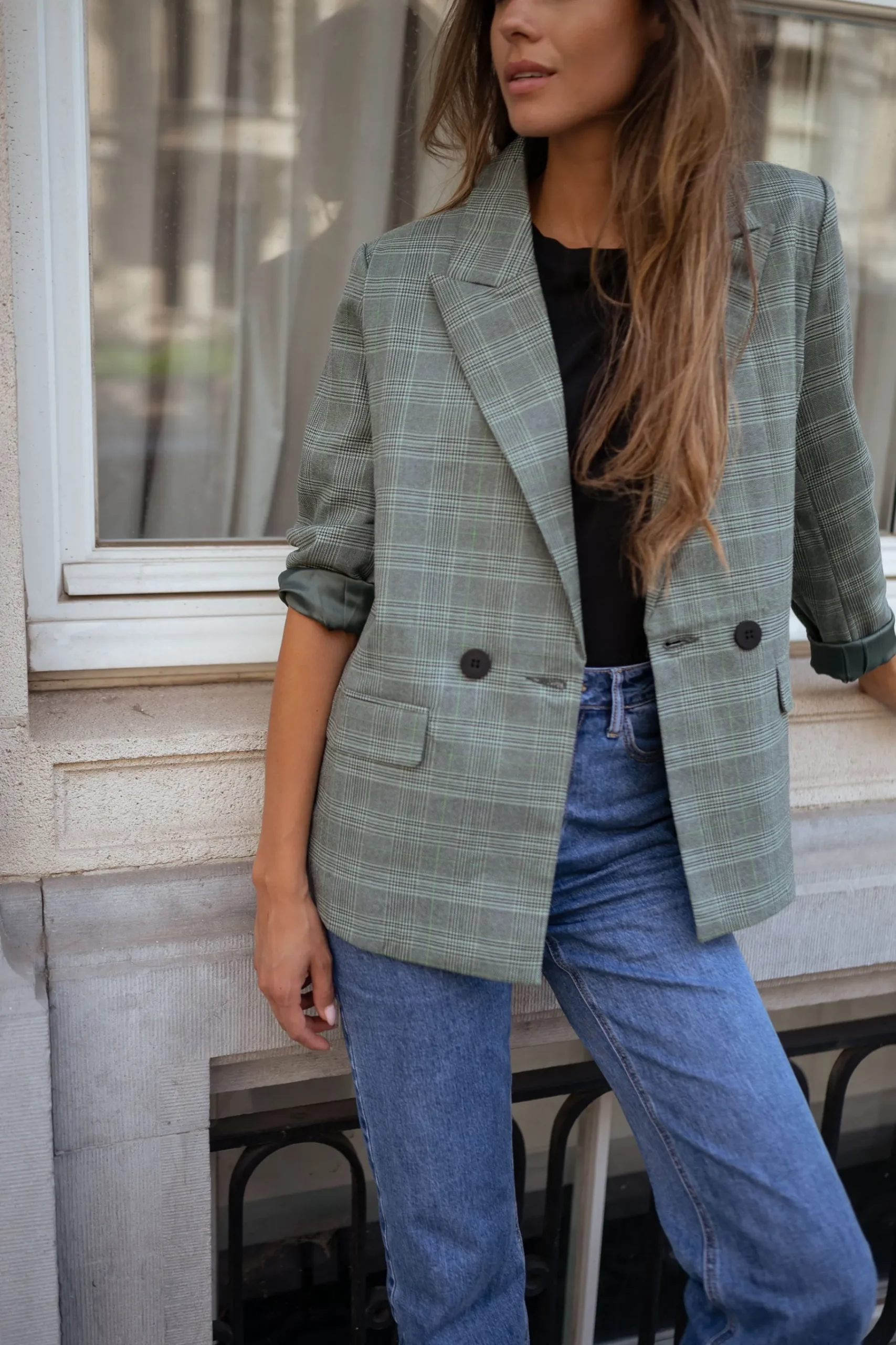 Blazers-EASY-CLOTHES Blazer Asly à carreaux - vertEasy Clothes Vert