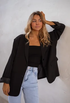 Blazers-EASY-CLOTHES Blazer Cassie - Noir - EpaulettesEasy Clothes Noir       