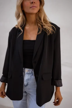 Blazers-EASY-CLOTHES Blazer Cassie - Noir - EpaulettesEasy Clothes Noir