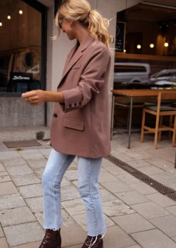 Blazers-EASY-CLOTHES Blazer Lucia - Chocolat - Coupe Loose - ÉpaulettesEasy Clothes Chocolat       