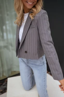 Blazers-EASY-CLOTHES Blazer Manthy - gris lignéEasy Clothes Gris ligné       