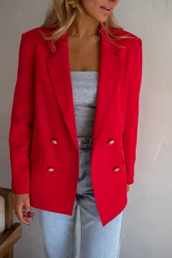 Blazers-EASY-CLOTHES Blazer Maon - Rouge Vif - Ensemble Moderne & TendanceEasy Clothes Rouge       