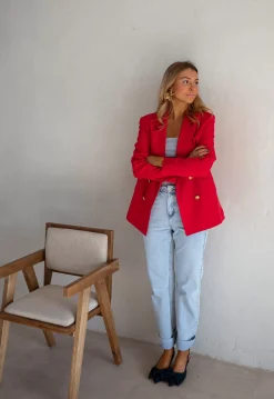 Blazers-EASY-CLOTHES Blazer Maon - Rouge Vif - Ensemble Moderne & TendanceEasy Clothes Rouge