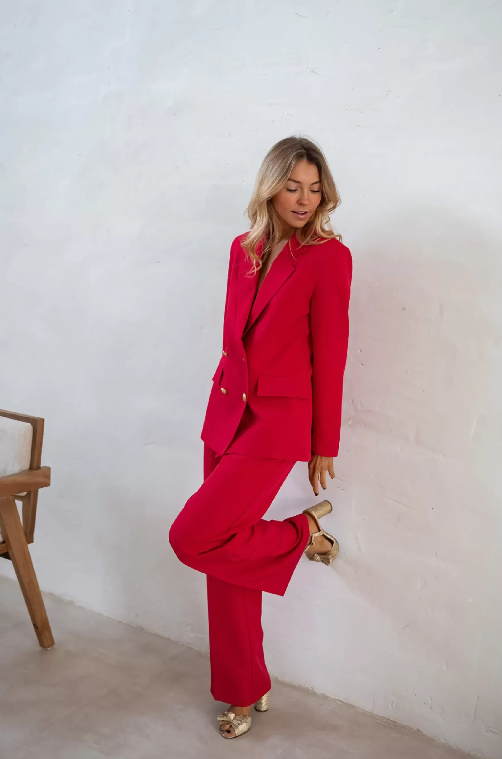 Blazers-EASY-CLOTHES Blazer Maon - Rouge Vif - Ensemble Moderne & TendanceEasy Clothes Rouge