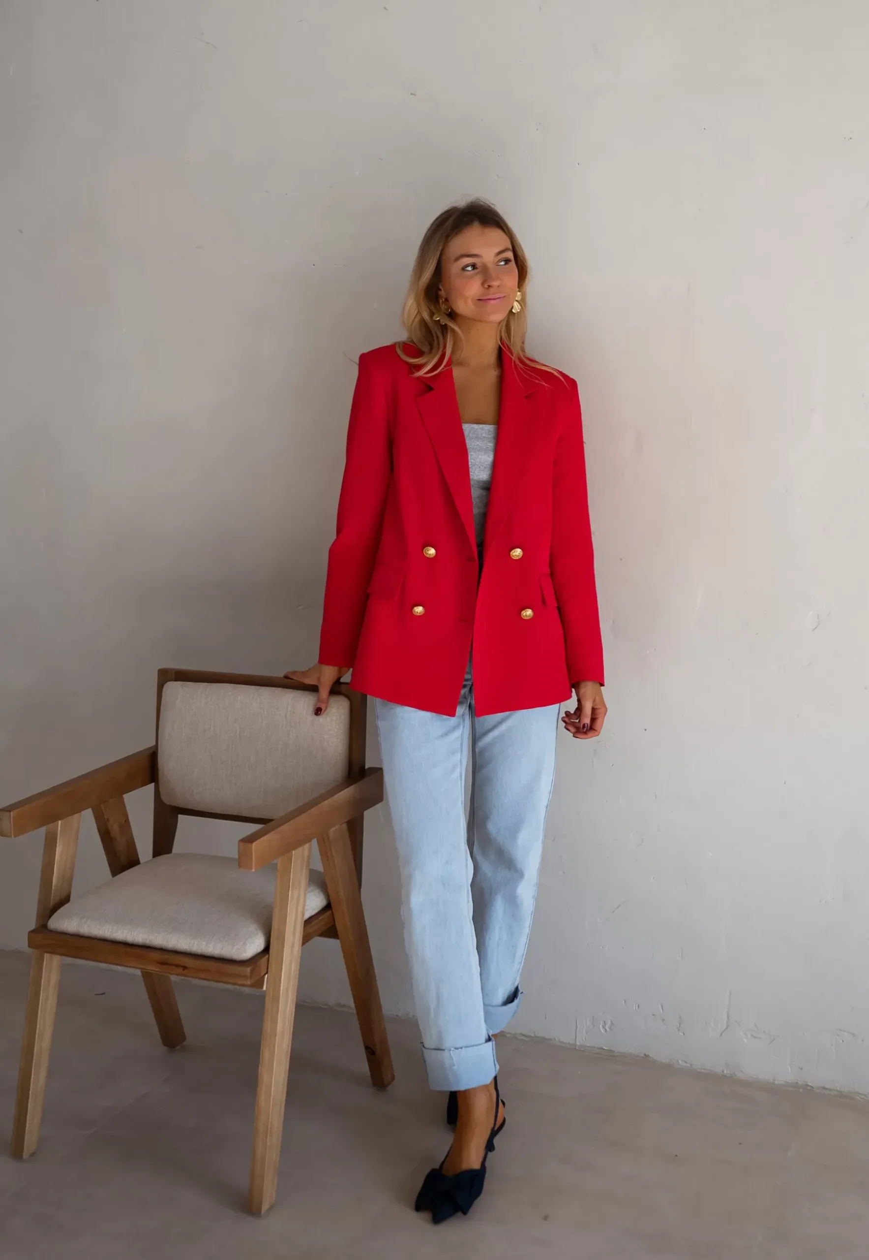 Blazers-EASY-CLOTHES Blazer Maon - Rouge Vif - Ensemble Moderne & TendanceEasy Clothes Rouge