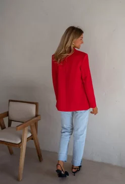 Blazers-EASY-CLOTHES Blazer Maon - Rouge Vif - Ensemble Moderne & TendanceEasy Clothes Rouge
