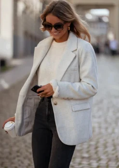 Blazers-EASY-CLOTHES Blazer Sammy - Gris Clair - Avec EpaulettesEasy Clothes Gris clair       