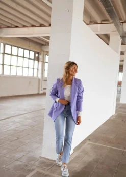 Blazers-EASY-CLOTHES Blazer Tinou lilas | Blazer effet satiné | Prêt-à-porter en ligne | Easy Clothes Lilas       