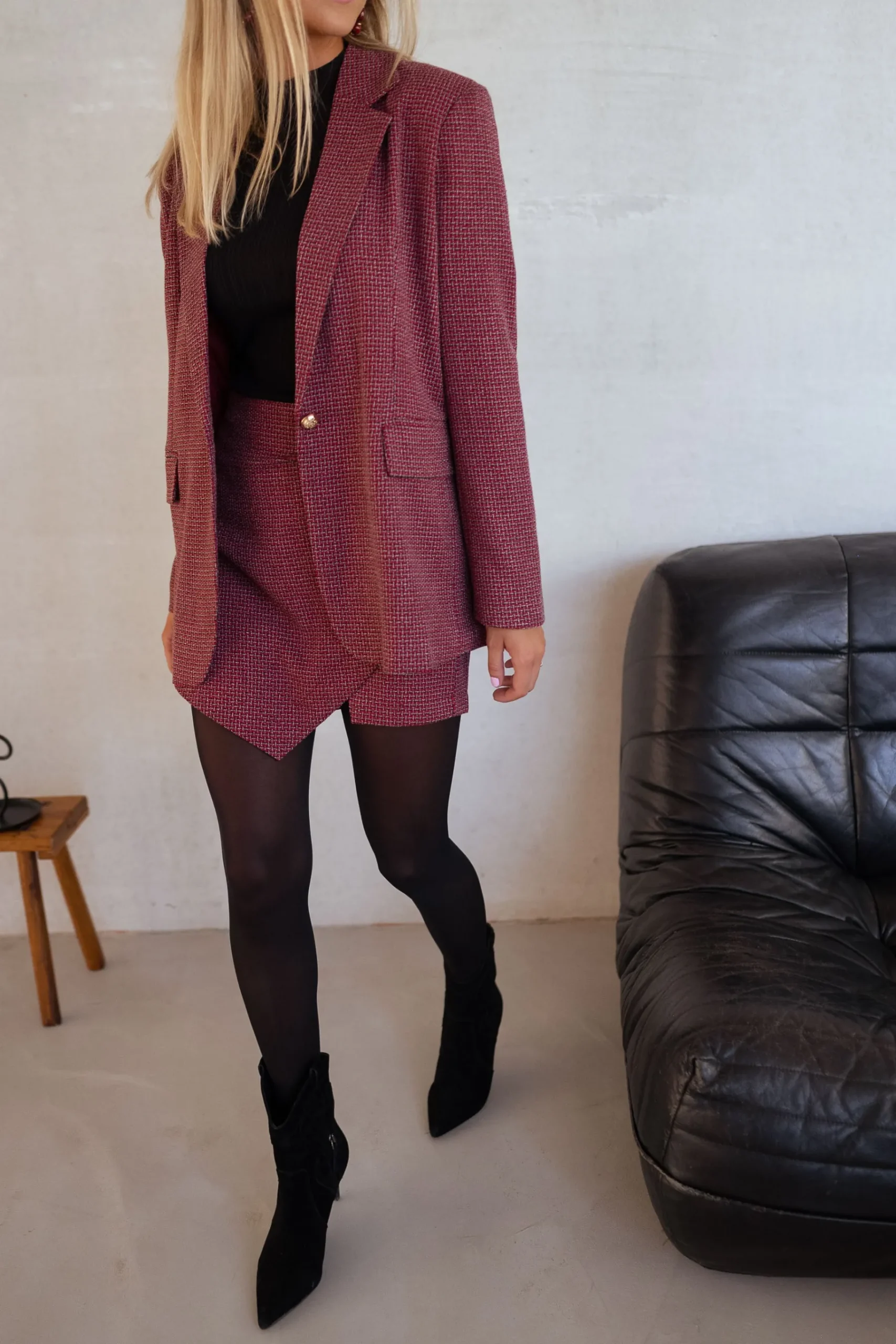 Blazers-EASY-CLOTHES Blazer Vanya - rouge pied de pouleEasy Clothes Rouge pied de poule