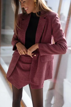Blazers-EASY-CLOTHES Blazer Vanya - rouge pied de pouleEasy Clothes Rouge pied de poule
