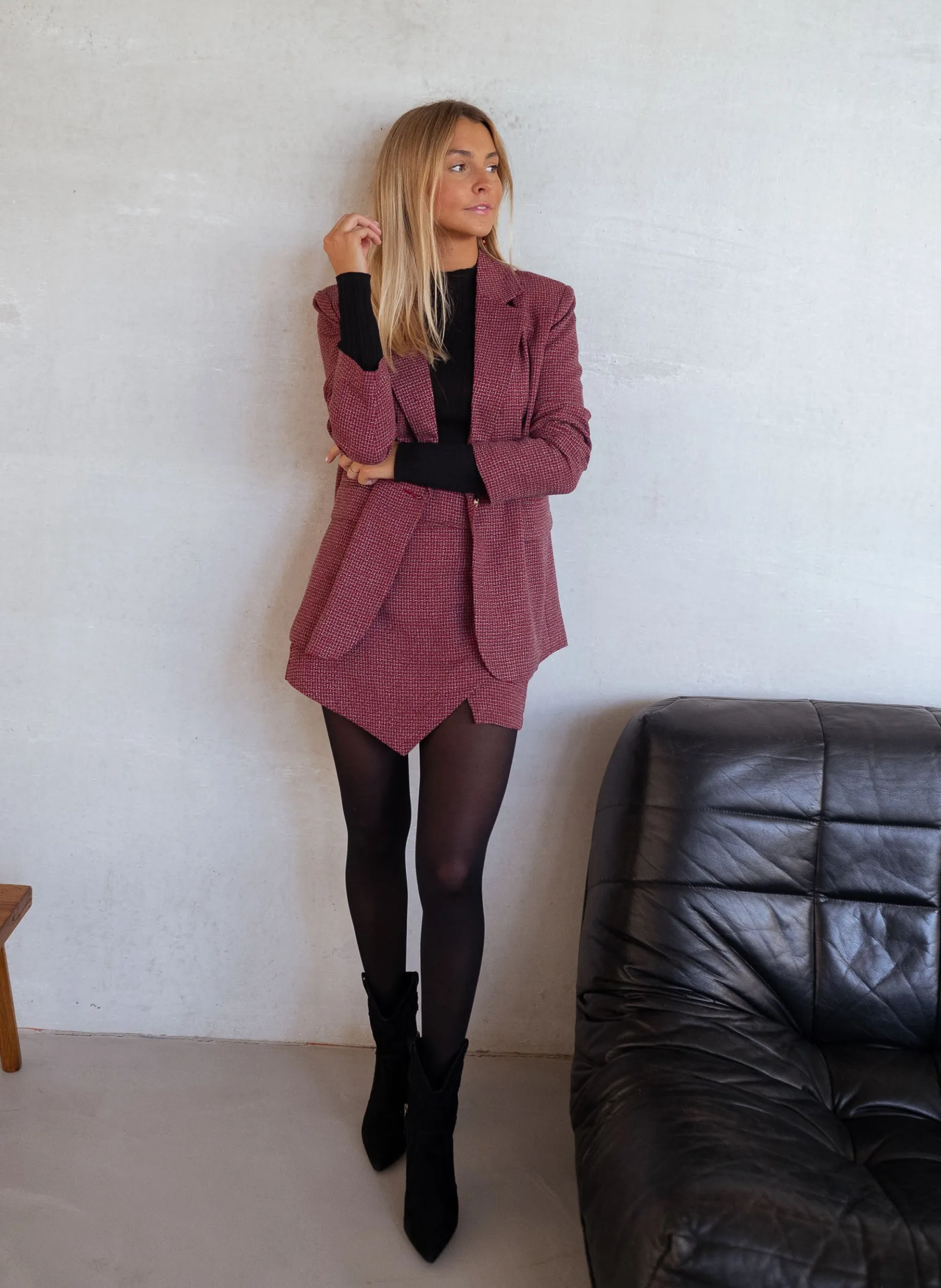Blazers-EASY-CLOTHES Blazer Vanya - rouge pied de pouleEasy Clothes Rouge pied de poule