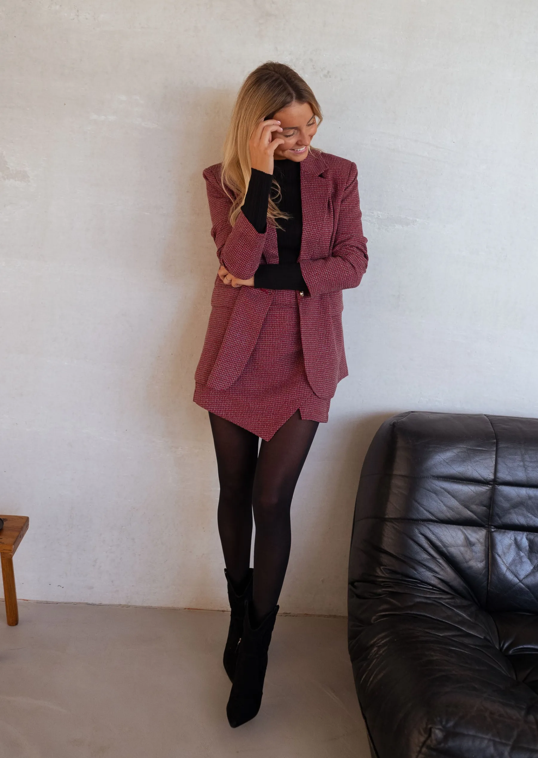 Blazers-EASY-CLOTHES Blazer Vanya - rouge pied de pouleEasy Clothes Rouge pied de poule