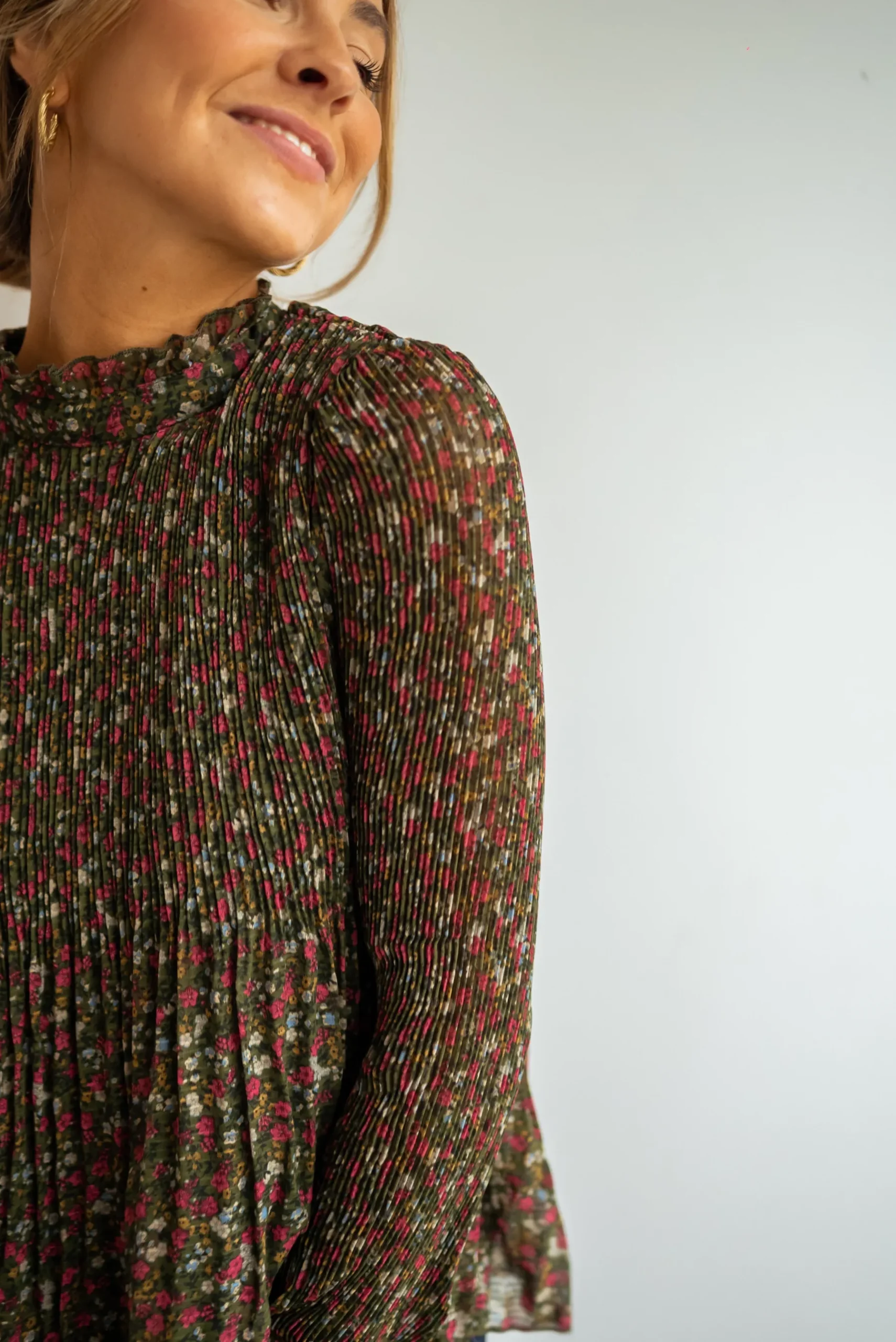 Chemisiers & Blouses-EASY-CLOTHES Blouse - EvolèneEasy Clothes Verte à fleurs