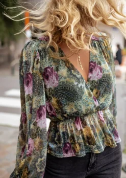 Chemisiers & Blouses-EASY-CLOTHES Blouse Aidan - À Fleurs - Made in France - Manches LonguesEasy Clothes À fleurs       