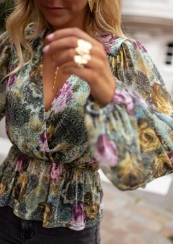 Chemisiers & Blouses-EASY-CLOTHES Blouse Aidan - À Fleurs - Made in France - Manches LonguesEasy Clothes À fleurs       