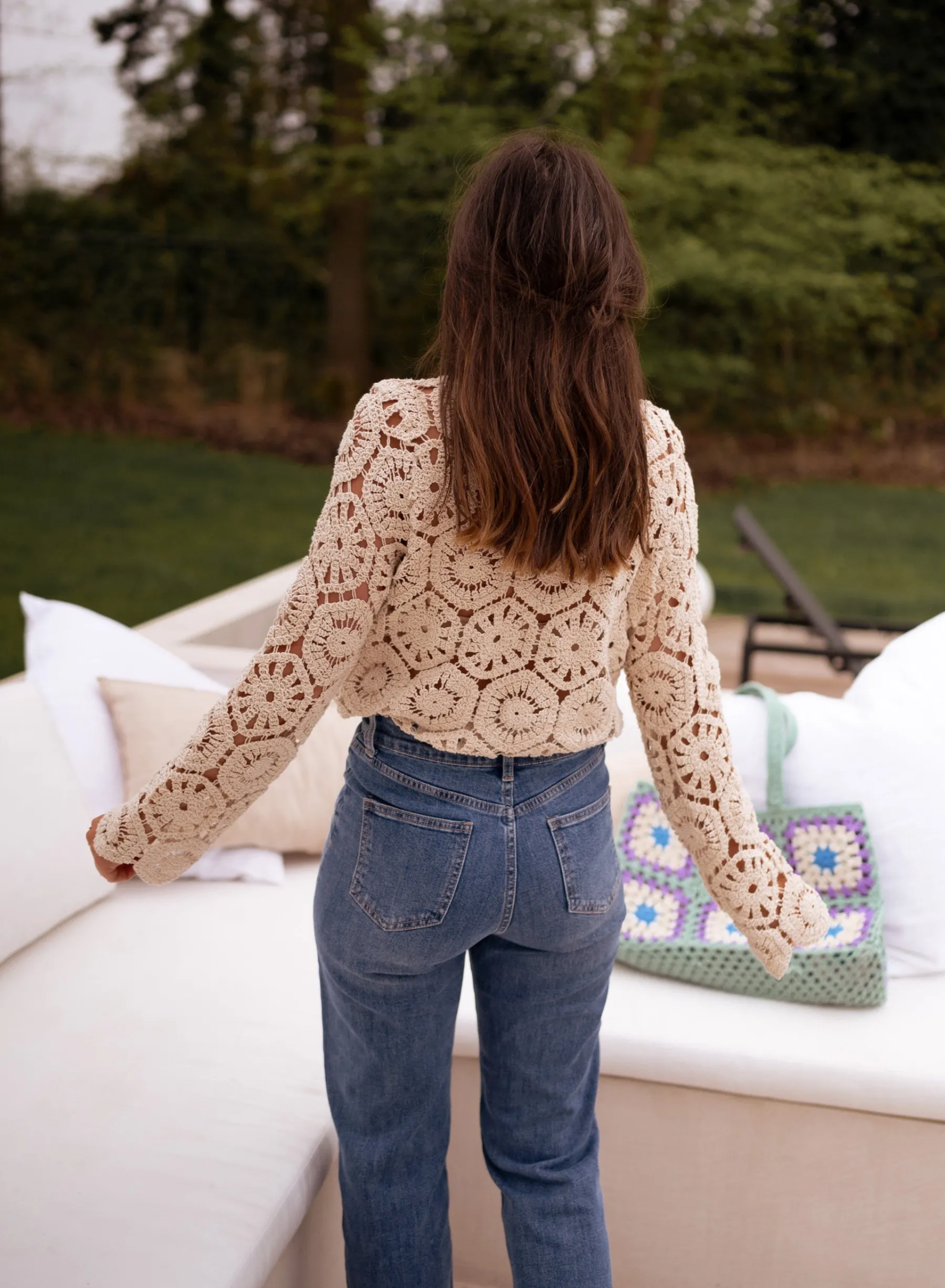 Chemisiers & Blouses-EASY-CLOTHES Blouse Analy beige | Blouse effet macramé | Prêt-à-porter en ligne | Easy Clothes Beige