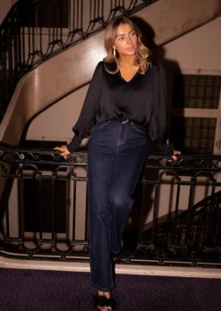 Chemisiers & Blouses-EASY-CLOTHES Blouse Angele - Noire - Tissu Satiné - Made in FranceEasy Clothes Noire       