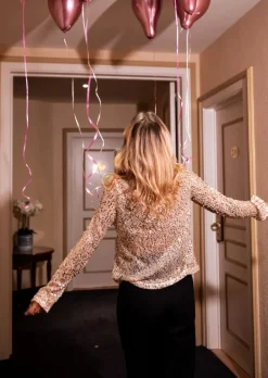 Chemisiers & Blouses-EASY-CLOTHES Blouse Armella - Dorée - Paillettes - Easy Clothes Dorée à paillettes       