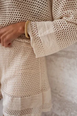 Chemisiers & Blouses-EASY-CLOTHES Blouse Augustine - écrue en crochetEasy Clothes Écrue en crochet