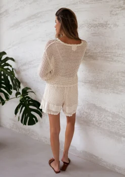 Chemisiers & Blouses-EASY-CLOTHES Blouse Augustine - écrue en crochetEasy Clothes Écrue en crochet