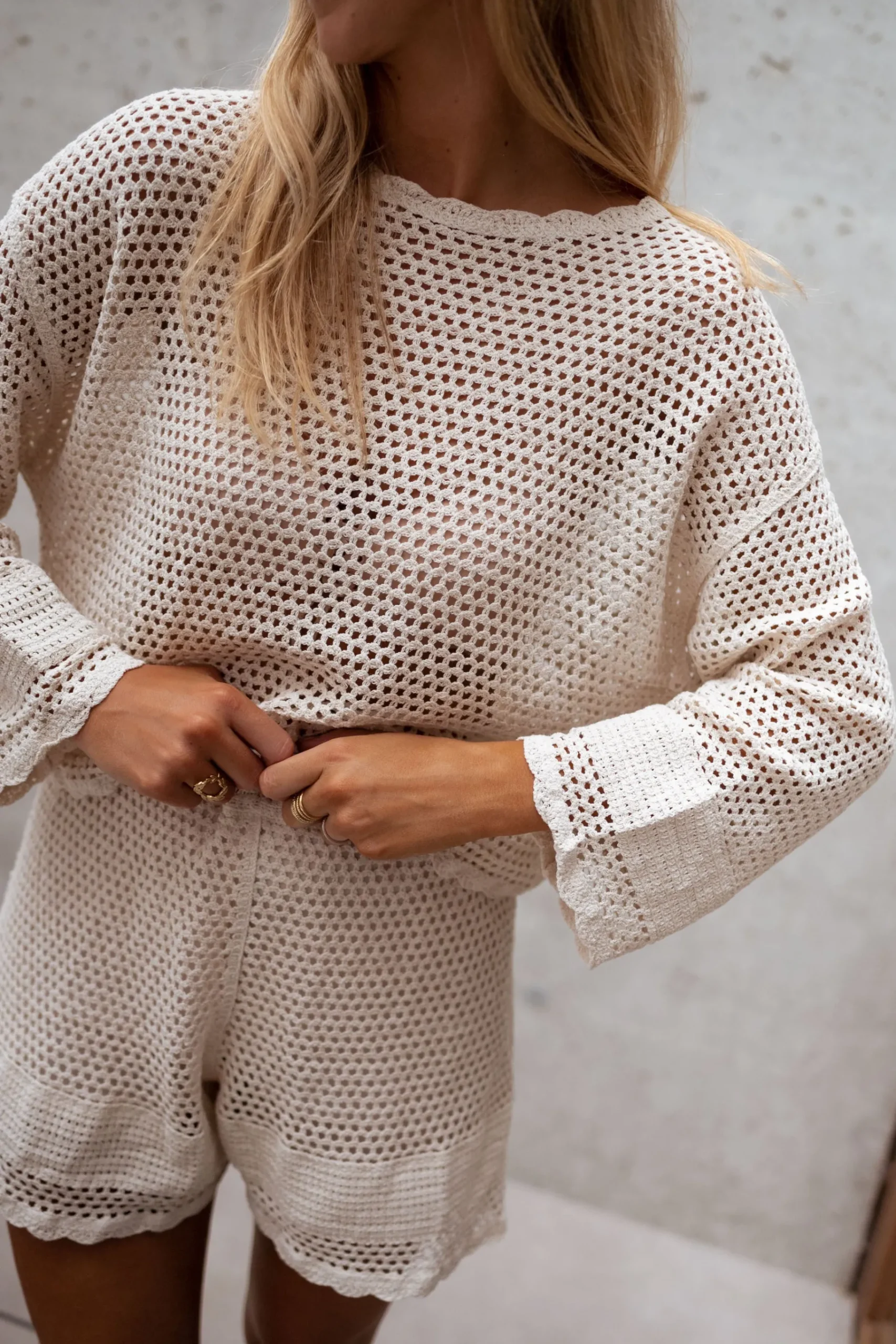 Chemisiers & Blouses-EASY-CLOTHES Blouse Augustine - écrue en crochetEasy Clothes Écrue en crochet