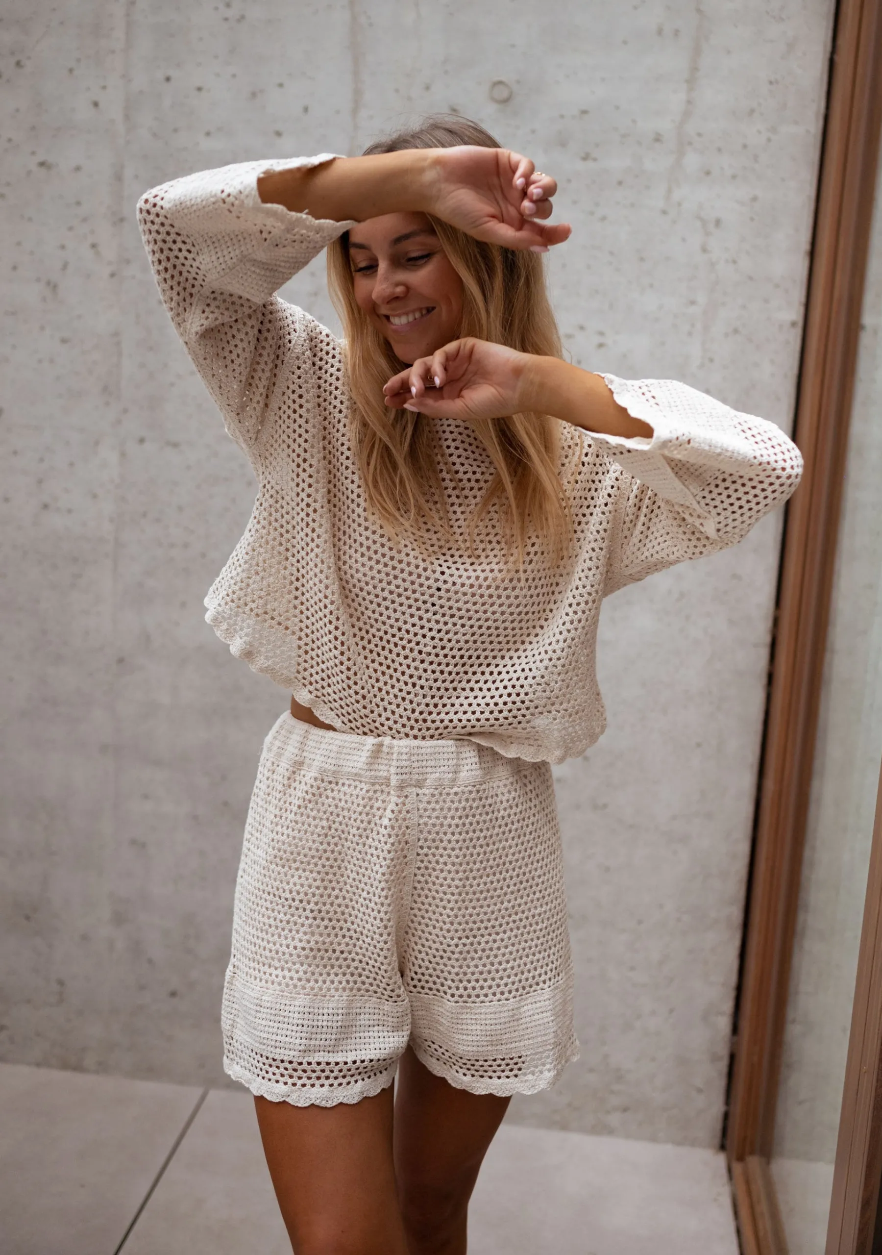 Chemisiers & Blouses-EASY-CLOTHES Blouse Augustine - écrue en crochetEasy Clothes Écrue en crochet