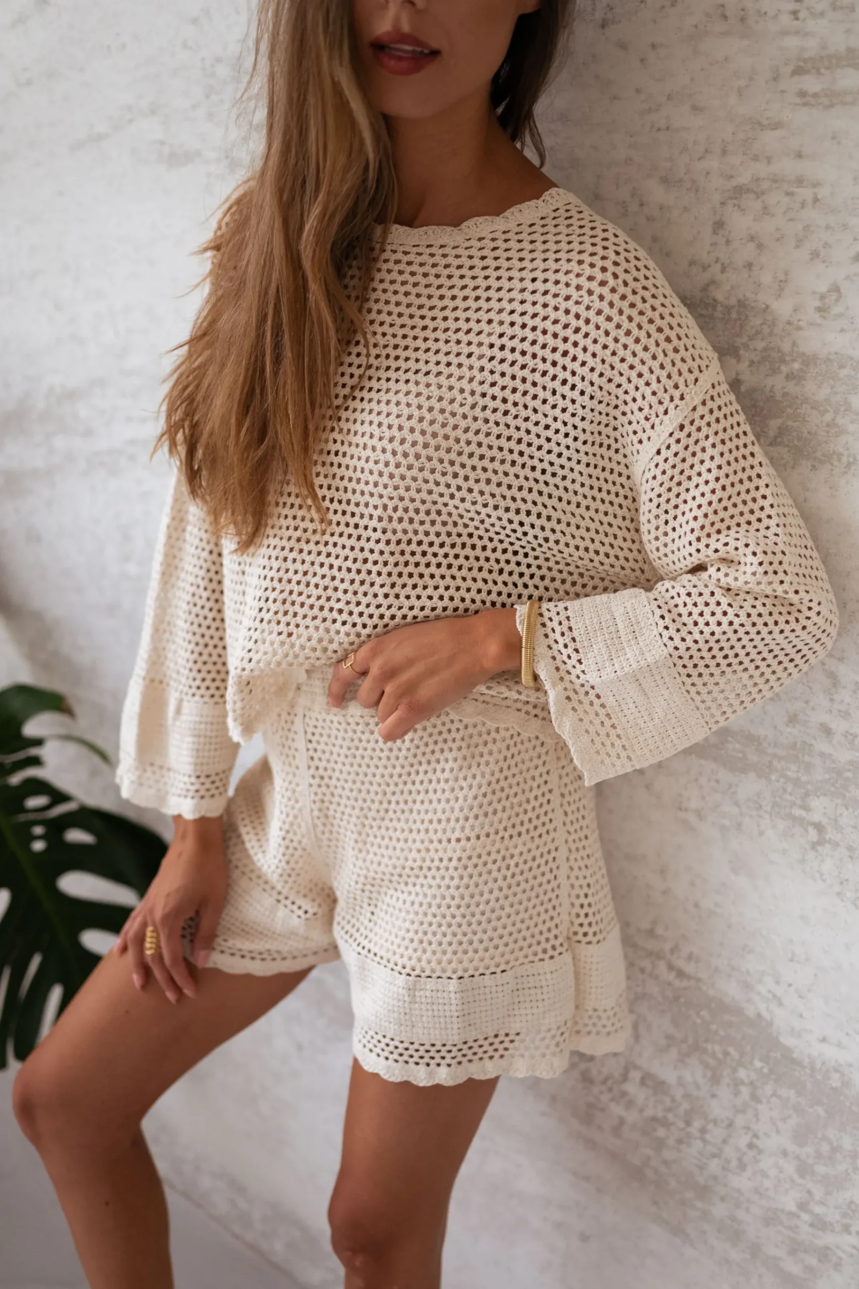 Chemisiers & Blouses-EASY-CLOTHES Blouse Augustine - écrue en crochetEasy Clothes Écrue en crochet