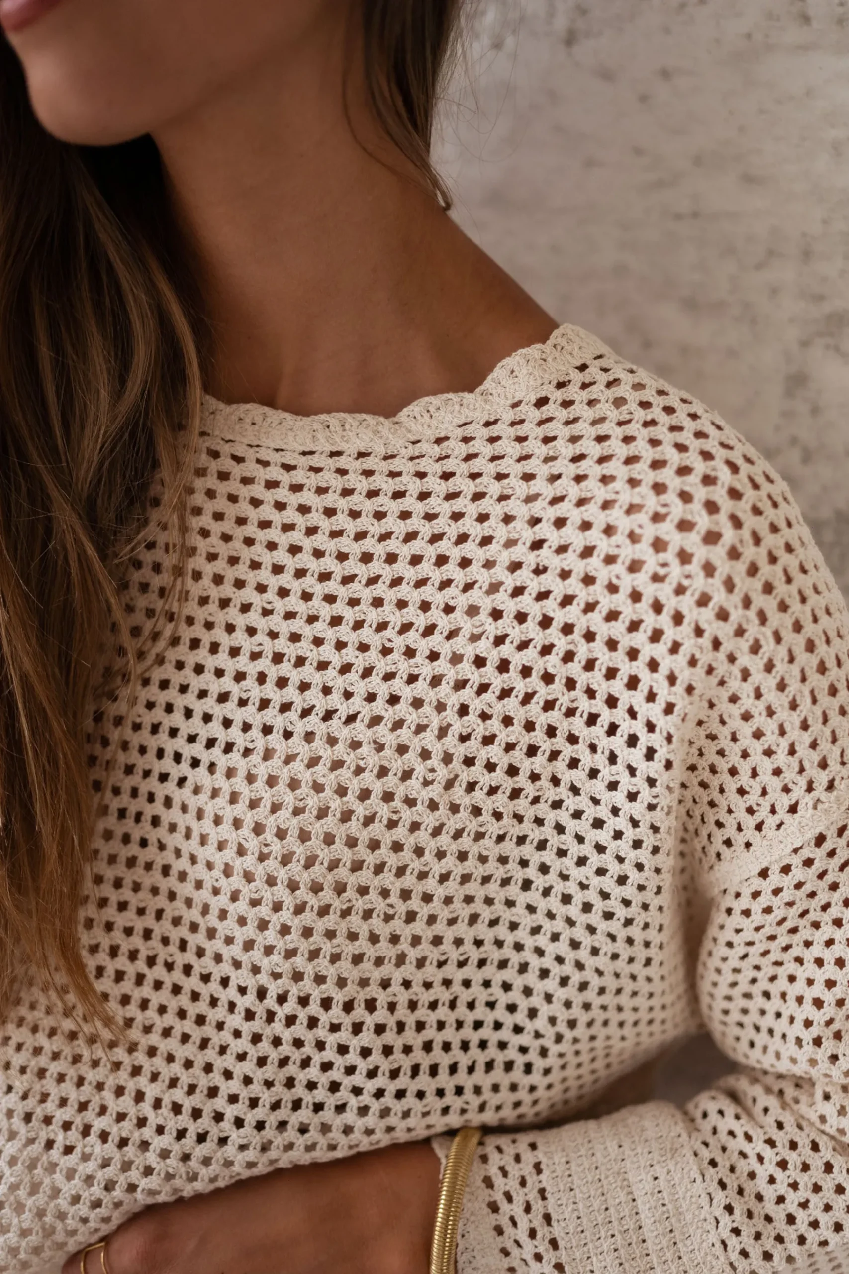 Chemisiers & Blouses-EASY-CLOTHES Blouse Augustine - écrue en crochetEasy Clothes Écrue en crochet
