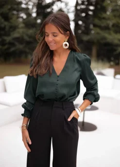 Chemisiers & Blouses-EASY-CLOTHES Blouse Daina - verteEasy Clothes Verte