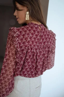 Chemisiers & Blouses-EASY-CLOTHES Blouse Danica - bordeaux à motifsEasy Clothes Bordeaux à motifs       