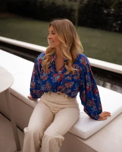 Chemisiers & Blouses-EASY-CLOTHES Blouse Divna - bleueEasy Clothes Bleue