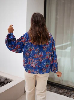 Chemisiers & Blouses-EASY-CLOTHES Blouse Divna - bleueEasy Clothes Bleue       