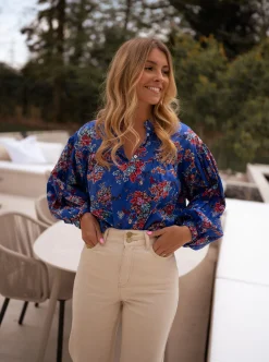 Chemisiers & Blouses-EASY-CLOTHES Blouse Divna - bleueEasy Clothes Bleue       