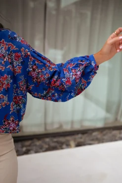 Chemisiers & Blouses-EASY-CLOTHES Blouse Divna - bleueEasy Clothes Bleue       