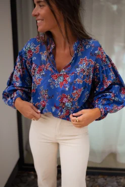 Chemisiers & Blouses-EASY-CLOTHES Blouse Divna - bleueEasy Clothes Bleue       