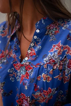 Chemisiers & Blouses-EASY-CLOTHES Blouse Divna - bleueEasy Clothes Bleue       