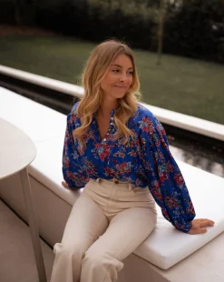Chemisiers & Blouses-EASY-CLOTHES Blouse Divna - bleueEasy Clothes Bleue       