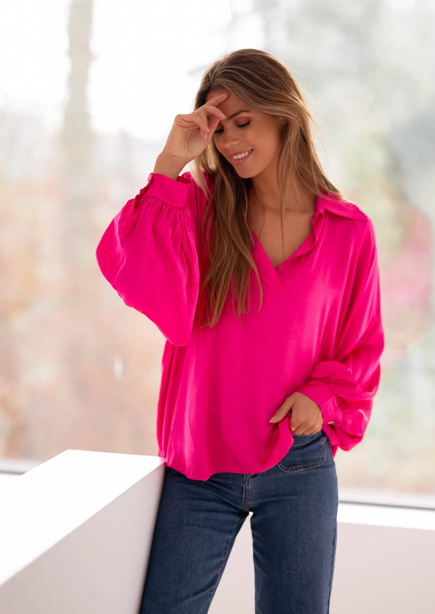 Chemisiers & Blouses-EASY-CLOTHES Blouse Enolla - roseEasy Clothes Rose