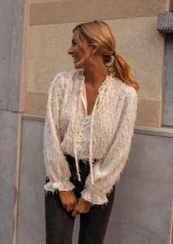 Chemisiers & Blouses-EASY-CLOTHES Blouse Gorgia Écrue - Originale - Manches Longues & LooseEasy Clothes Écrue       