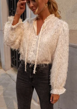 Chemisiers & Blouses-EASY-CLOTHES Blouse Gorgia Écrue - Originale - Manches Longues & LooseEasy Clothes Écrue       