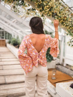 Chemisiers & Blouses-EASY-CLOTHES Blouse Hopi CREATION - orange à motifsEasy Clothes Orange à motifs       