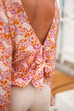 Chemisiers & Blouses-EASY-CLOTHES Blouse Hopi CREATION - orange à motifsEasy Clothes Orange à motifs       
