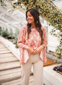 Chemisiers & Blouses-EASY-CLOTHES Blouse Hopi CREATION - orange à motifsEasy Clothes Orange à motifs       