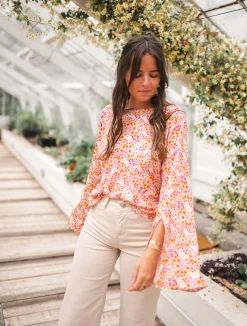 Chemisiers & Blouses-EASY-CLOTHES Blouse Hopi CREATION - orange à motifsEasy Clothes Orange à motifs       